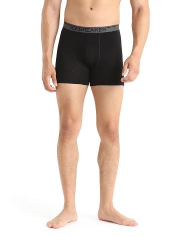 Men's Icebreaker Merino Anatomica Boxers Underwear Black | CA 1630BEXC